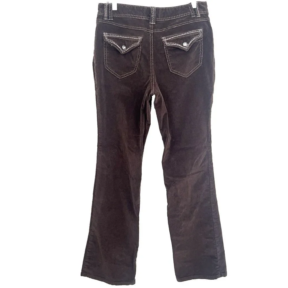 George & Martha Brown Corduroy Bootcut Pants 8 Flare Western Rodeo‎ Cowgirl Y2K